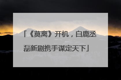 《莫离》开机，白鹿丞磊新剧携手谋定天下
