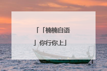 「楠楠自语」你行你上