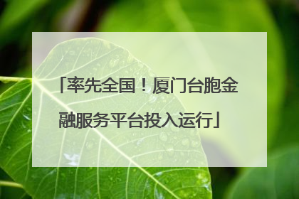 率先全国！厦门台胞金融服务平台投入运行