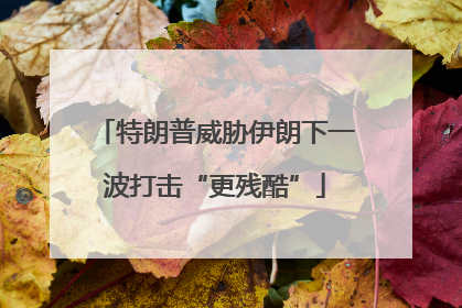 特朗普威胁伊朗下一波打击“更残酷”