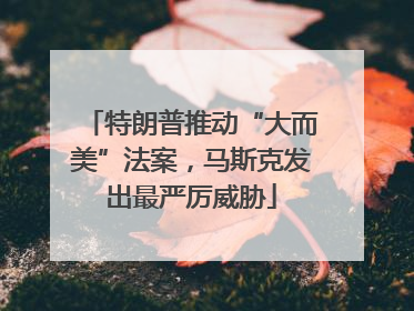 特朗普推动“大而美”法案，马斯克发出最严厉威胁