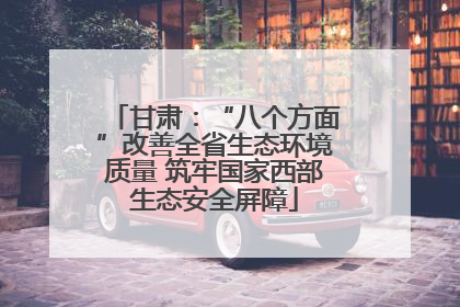 甘肃：“八个方面”改善全省生态环境质量 筑牢国家西部生态安全屏障