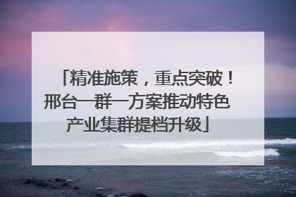 精准施策，重点突破！邢台一群一方案推动特色产业集群提档升级