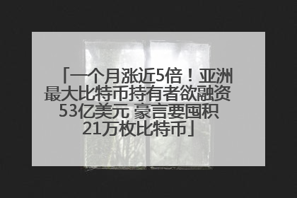 一个月涨近5倍！亚洲最大比特币持有者欲融资53亿美元 豪言要囤积21万枚比特币