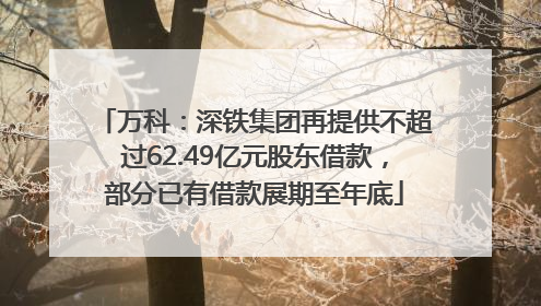 万科：深铁集团再提供不超过62.49亿元股东借款，部分已有借款展期至年底