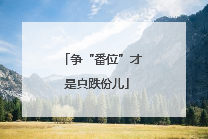 争“番位”才是真跌份儿