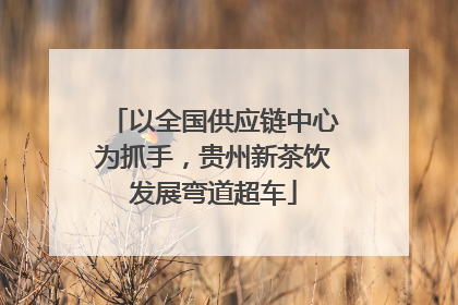 以全国供应链中心为抓手，贵州新茶饮发展弯道超车