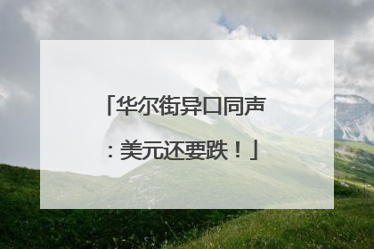 华尔街异口同声：美元还要跌！