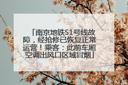 南京地铁S1号线故障，经抢修已恢复正常运营！乘客：此前车厢空调出风口区域冒烟