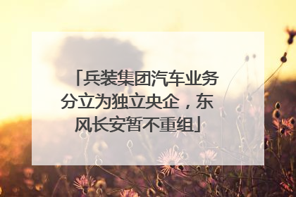 兵装集团汽车业务分立为独立央企，东风长安暂不重组