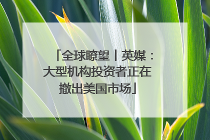 全球瞭望丨英媒：大型机构投资者正在撤出美国市场