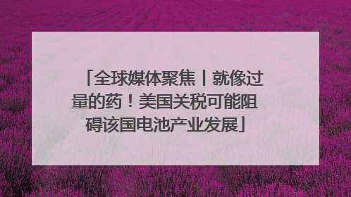 全球媒体聚焦丨就像过量的药！美国关税可能阻碍该国电池产业发展