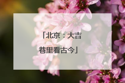 北京：大吉巷里看古今