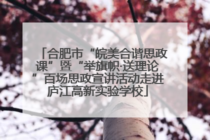 合肥市“皖美合谐思政课”暨“举旗帜·送理论”百场思政宣讲活动走进庐江高新实验学校