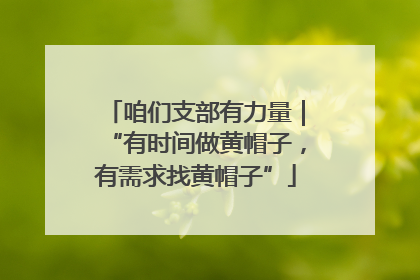 咱们支部有力量｜“有时间做黄帽子，有需求找黄帽子”