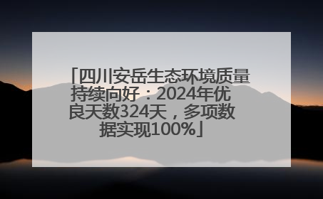 四川安岳生态环境质量持续向好：2024年优良天数324天，多项数据实现100%