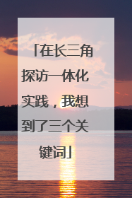 在长三角探访一体化实践，我想到了三个关键词