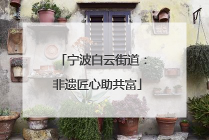 宁波白云街道：非遗匠心助共富