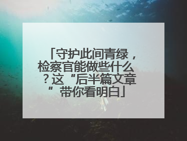 守护此间青绿，检察官能做些什么？这“后半篇文章”带你看明白