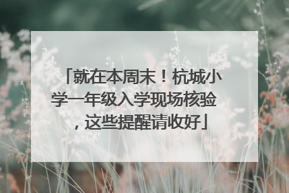 就在本周末！杭城小学一年级入学现场核验，这些提醒请收好