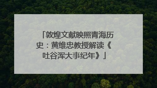 敦煌文献映照青海历史：黄维忠教授解读《吐谷浑大事纪年》