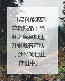 晶科能源副总裁钱晶：当务之急是加速升级既有产线，沙特项目正推进中