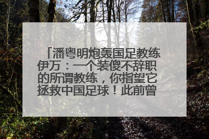 潘粤明炮轰国足教练伊万：一个装傻不辞职的所谓教练，你指望它拯救中国足球！此前曾多次发文评价国足