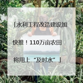 水利工程改造建设加快推！110万亩农田将用上“及时水”