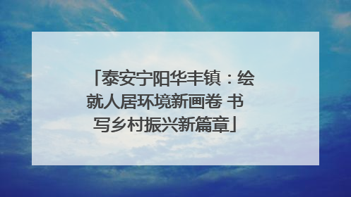 泰安宁阳华丰镇：绘就人居环境新画卷 书写乡村振兴新篇章
