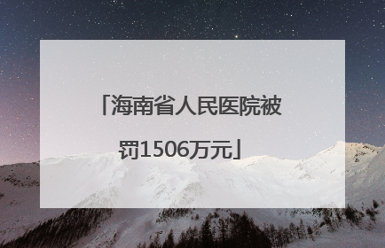 海南省人民医院被罚1506万元