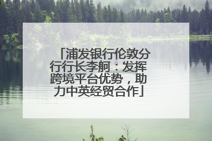 浦发银行伦敦分行行长李舸：发挥跨境平台优势，助力中英经贸合作