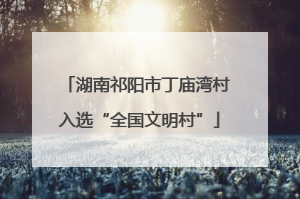 湖南祁阳市丁庙湾村入选“全国文明村”