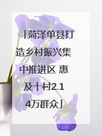 菏泽单县打造乡村振兴集中推进区 惠及十村2.14万群众