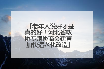 老年人说好才是真的好！河北省政协专题协商会建言加快适老化改造