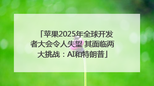 苹果2025年全球开发者大会令人失望 其面临两大挑战：AI和特朗普
