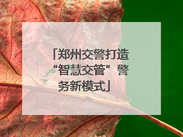 郑州交警打造“智慧交管”警务新模式
