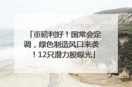 重磅利好！国常会定调，绿色制造风口来袭！12只潜力股曝光