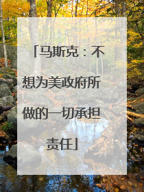 马斯克：不想为美政府所做的一切承担责任