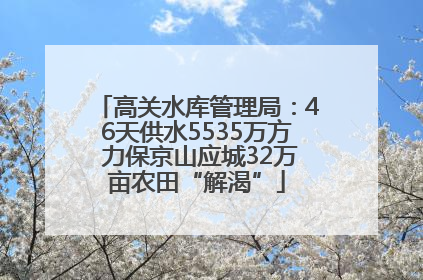 高关水库管理局：46天供水5535万方 力保京山应城32万亩农田“解渴”